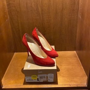 Christian Louboutin Heels. Red suede, size 39.5.